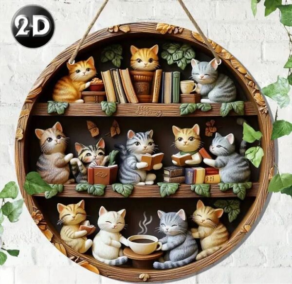 【新品】猫 子猫 木製 ウエルカムボード ドアプレート