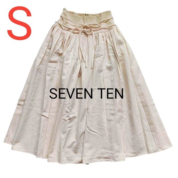 セブンテン SEVEN TENハイウエストタックスカート アイボリー 綿100% コットン 上品カジュアル オールシーズン