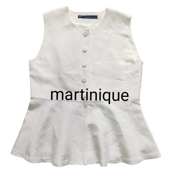 マルティニーク martinique 上品 ペプラムジレ ノースリーブブラウス アイボリー ベスト オールシーズン 着回し