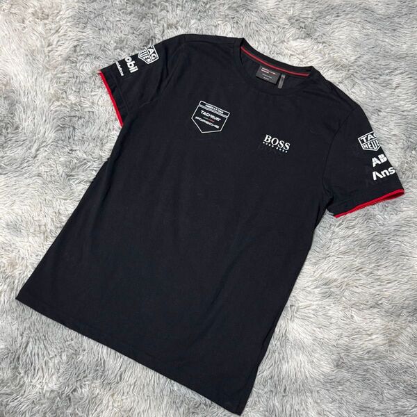 ポルシェ タグホイヤー ボス モービル ロゴ プリント 半袖Tシャツ