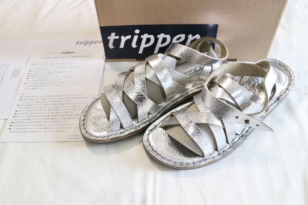 未使用サイズ38トリッペン trippen カウレザー シルバー メッシュ サンダルNEPAL nepal-lam