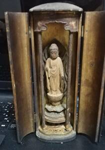 木彫り仏像 厨子入 佛像 釈迦如来立像 江戸時代 仏教