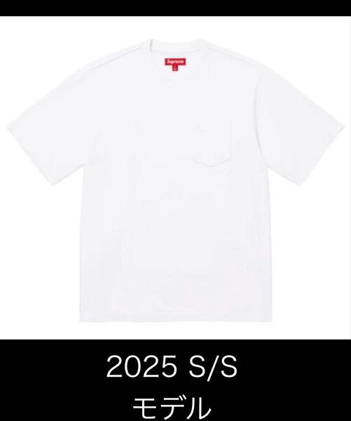新品 SUPREME 25 S/S Pocket Tee シュプリーム 白 S Tee Tシャツ シュプリーム ロゴ