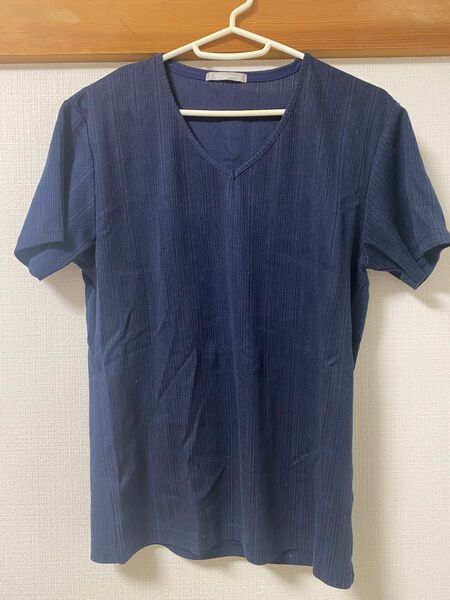 Tシャツ カットソー トップス 半袖 クルーネック ネイビー Vネック ハイストリート High street