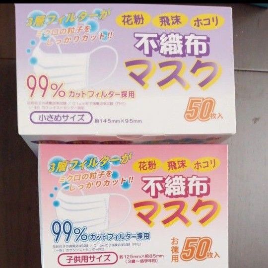 マスク 子供用 小さめサイズ 不織布 花粉 100枚