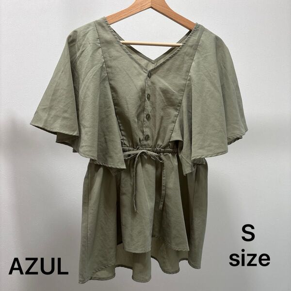 AZUL アズール トップス フレア カーキ Sサイズ チュニック 半袖 ブラウス カットソー