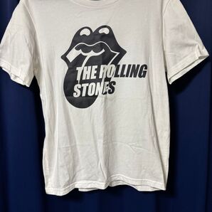 【新品未使用品】GUコラボ ローリングストーンズ Tシャツ メンズMサイズ ホワイト ロゴTシャツ 半袖