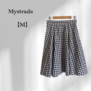 Mystrada/大人可愛い ギンガムチェック ひざ丈フレアスカート 上品 チェック デート服 きれいめコーデ シンプル 夏服