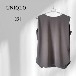 【最終値下げ】美品/UNIQLO/ユニクロ ノースリーブ トップス グレー レディース 裾ラウンドS カットソー ブラウス