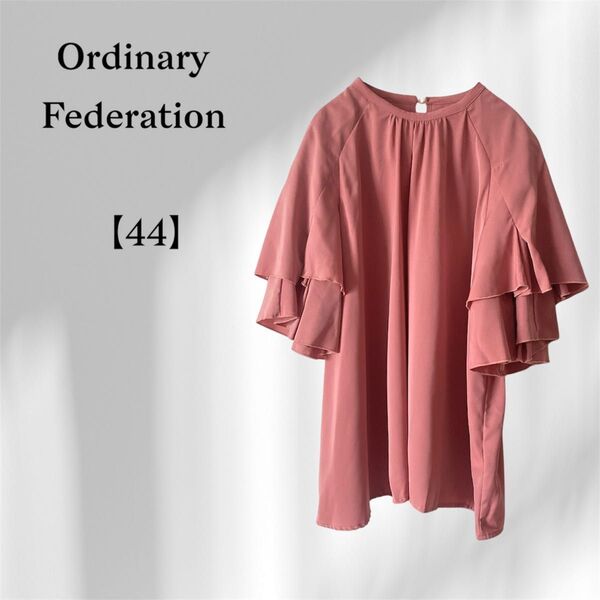 Ordinary Federation|フリル袖ブラウス ピンク/五分丈/44 カットソー プルオーバー チュニック トップス