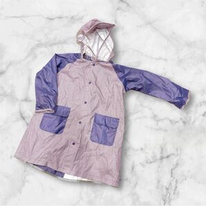 レインコート カッパ 110cm 西松屋 女の子 パープル 白 フード