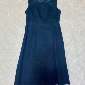 お嬢様風 ハイウエストワンピース ノースリーブ 黒ラメ入り