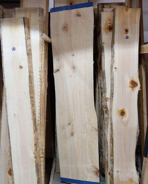 桧一枚板耳付き 1m2枚セット 無垢材 DIY 檜 一枚板 看板 テーブル 国産ひのき 桧