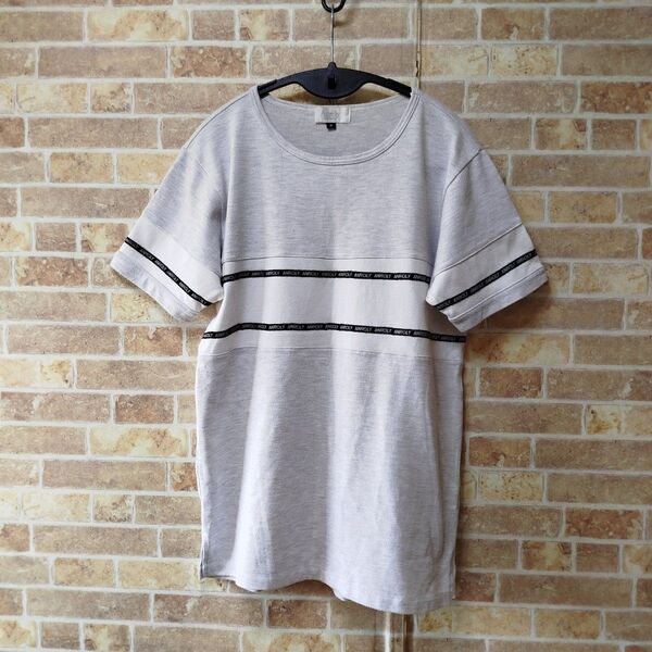 レディース Tシャツ 半袖 ストライプ柄 M ライトグレー ストレッチ