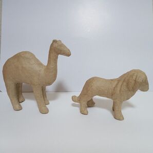 紙製動物フィギュア(ライオン&ラクダ) 動物ペイント お子様の夏休みの工作におすすめ!