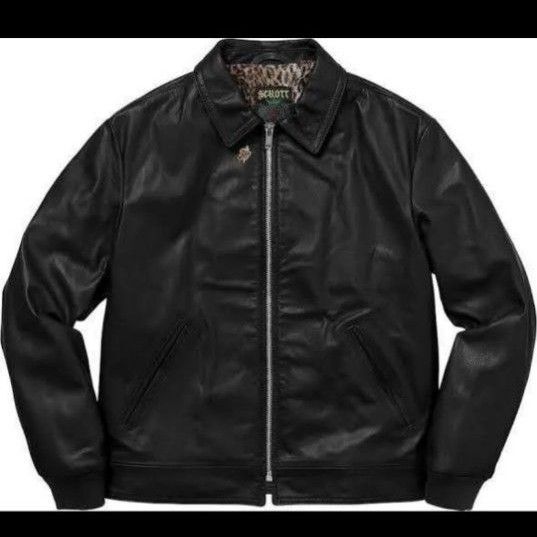 Supreme Schott Leopard Lined Leather Work Jacket 17aw