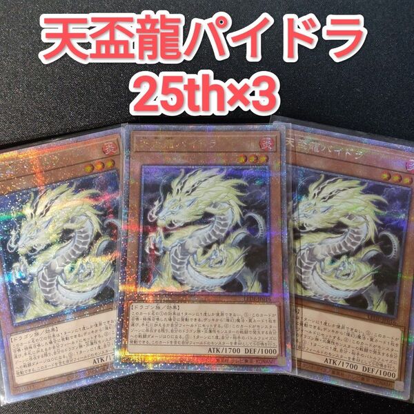 遊戯王 天盃龍パイドラ クォーターセンチュリーシークレットレア 25thシークレットレア 25thシク 25thシクレア 3枚