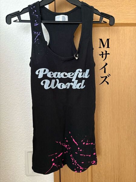 Mサイズ ダメージタンクトップ ロゴ入りタンクトップ
