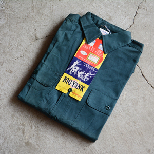 DEAD STOCK！ 60s BIG YANK マチ付きワークシャツ 100％ COTTON 15 S / フラッシャー付き デッド ヴィンテージ ヘラクレス ウエアハウス