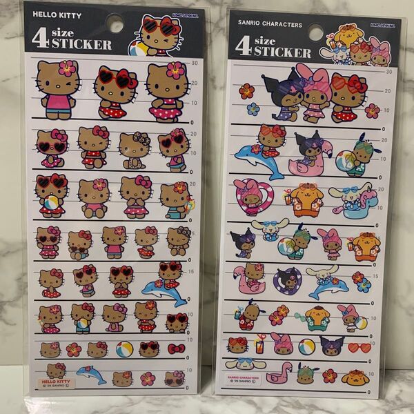 日焼けサンリオキャラクターズ 日焼けキティ 4サイズステッカー シール 4SIZE STICKER 2seats ガングロ