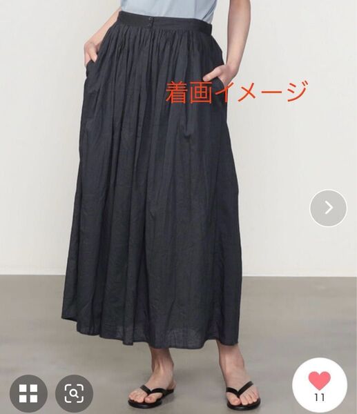 【美品】 アースミュージックエコロジー ロングスカート レディース 綿 麻 軽量 ブラック イメージ画像あり