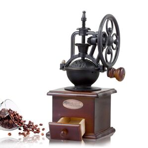 コーヒーミル 手挽きコーヒーグラインダー 粗さ調整 手動 手挽き コーヒーミル コーヒーグラインダー 復古式 木製 家庭用 珈琲