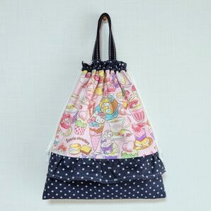 ハンドメイド サンリオキャラクターズ×デニム 生地 上履き入れ 巾着袋