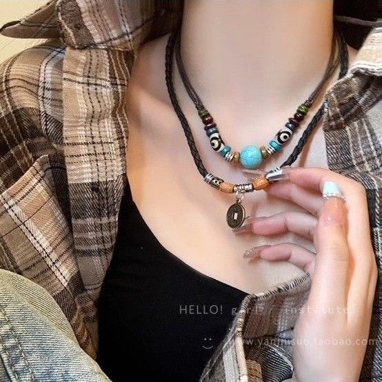 ターコイズ ネックレス インディアンジュエリー 男女兼用 アメカジ トルコ