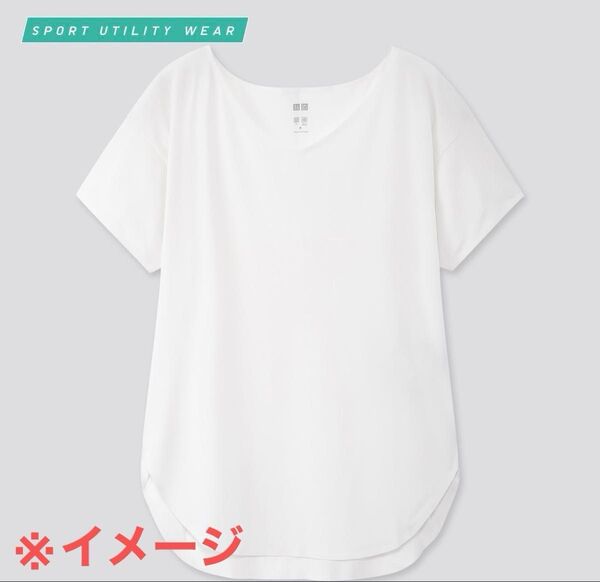 ユニクロ エアリズムシームレスVネックロングTシャツ ホワイト XL レディース 即納可