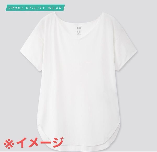 ユニクロ エアリズムシームレスVネックロングTシャツ ホワイト XL レディース 即納可