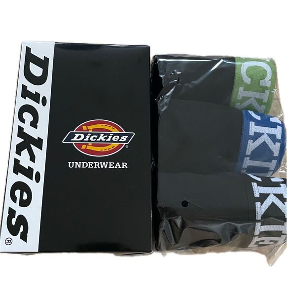 Dickies ボクサーブリーフ 前閉じ LLサイズ メンズ 3枚組 BLACK シンプル ウエストロゴ