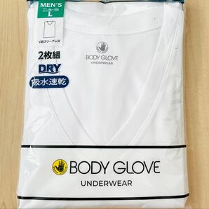 ボディグローブ BODY GLOVE V首スリーブレスインナー Lサイズ メンズ 2枚組 ホワイト 吸水速乾 ドライ