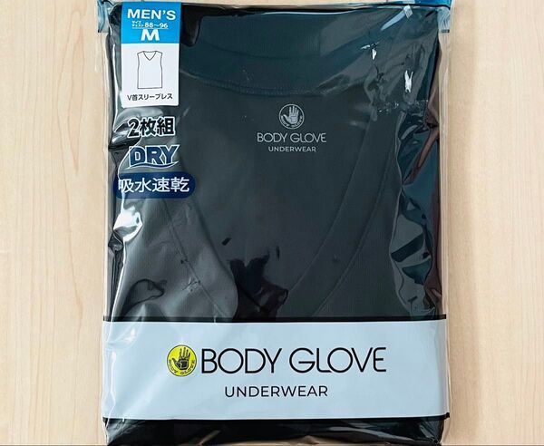 ボディグローブ BODY GLOVE V首スリーブレスインナー Mサイズメンズ 2枚組 BLACK 吸水速乾 ドライ