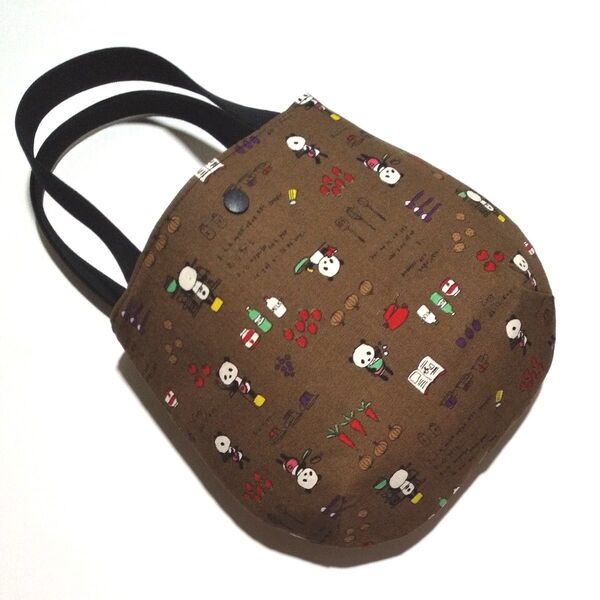 ハンドメイド*ミニミニトートバッグ サブバッグ お散歩バッグ/ パンダ brown