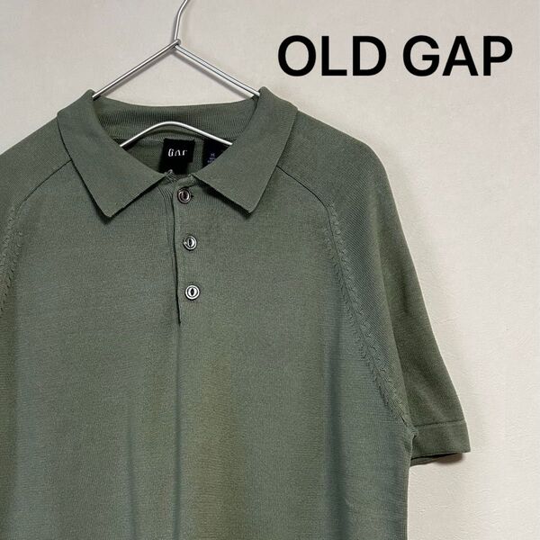 美品 90s 00s OLD GAP 旧タグ 半袖ポロニット カーキ オリーブ