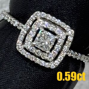 ★0.26ct★スクエアカットダイヤモンド0.33ctダイヤプラチナリング指輪