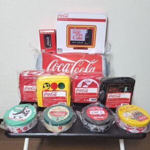 タイトーくじ コカ・コーラ LEDネオン風ライト 冷感クッション アクリルフィギュア レトロポーチ レトロ缶ケース