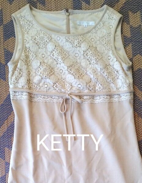 KETTYノースリーブワンピース レース ハイウエストリボン レース 日本製 ケティ