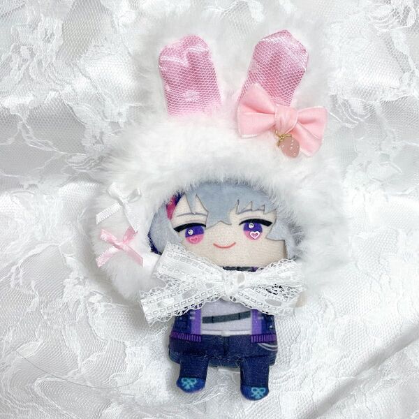 10cm にじぱぺっと おまんじゅう ぬい服 被り物 うさぎ