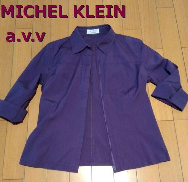 a.v.v MICHEL KLEIN 五分袖/七分袖シャツジャケット パープル紫