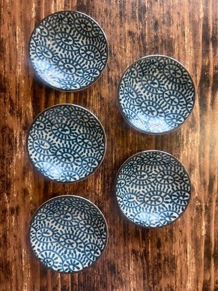 和柄 丸皿 小皿 5枚 薬味皿 醤油皿 和食器 陶磁器 美濃焼 オシャレ カフェ風