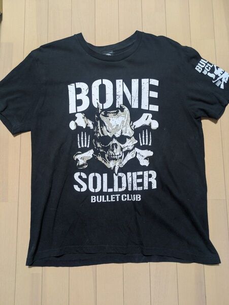 【事前連絡2枚同時購入なら200円引き】新日本プロレス BULLET CLUB BONE SOLDIER Tシャツ 黒 XL