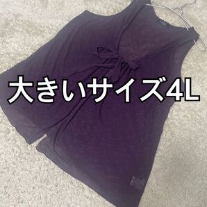大きいサイズ4L スマイルランド ロングジレ ベスト パープル