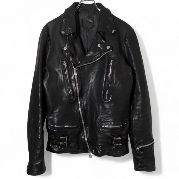 ISAMU KATAYAMA BACKLASH イサムカタヤマバックラッシュ ダブルライダースジャケット ジャパンカーフレザー L