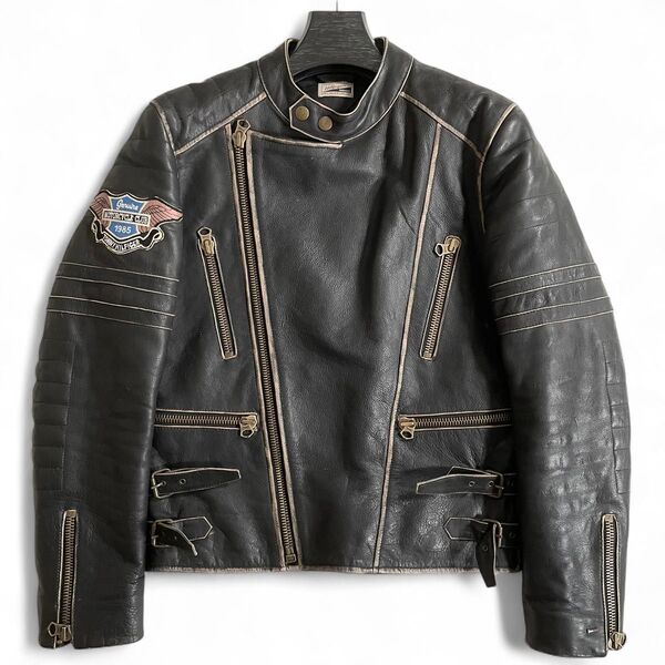 Hilfiger Denim ヒルフィガーデニム ダブルライダースジャケット レザージャケット ヴィンテージ加工