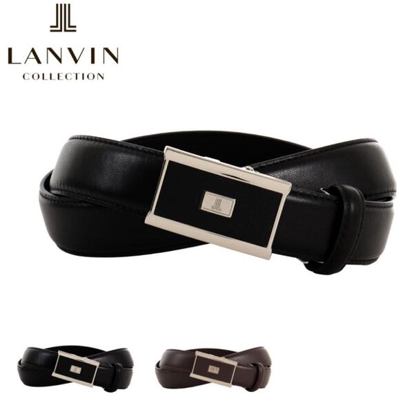 LANVIN COLLECTION ベルト レザー 黒 ビジネス 牛革