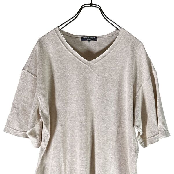 コムデギャルソンオム COMME des GARCONS Tシャツ Vネック M ベージュ 麻 無地