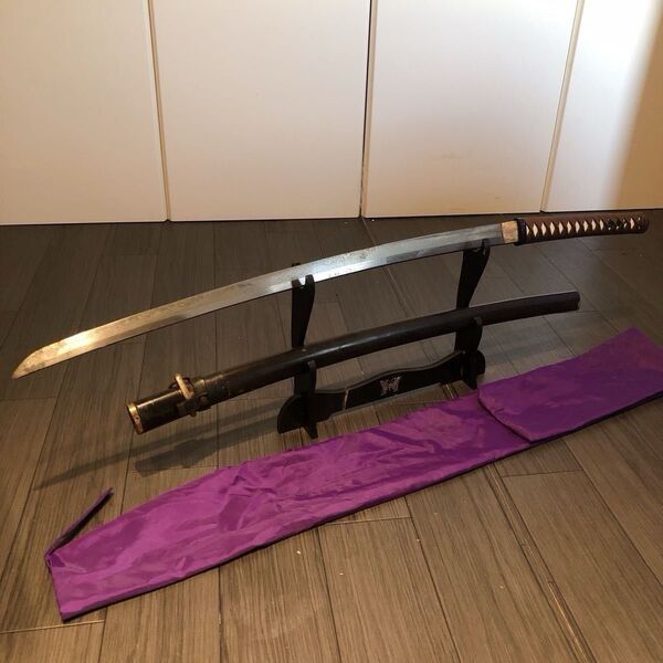 刃長68.3cm【濃州住村山兼常作】互の目丁字刃紋 超寸剛刀 元重ね0.8cm 元幅3.1cm 刀身重量772g