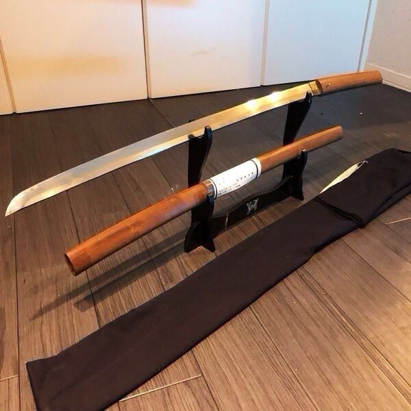 刃渡65.3cm 在銘 昭和二十年 日本刀 反り1.2cm 長物 刀袋付き 変更届用紙付き 刀 拵刀剣刀装具武具