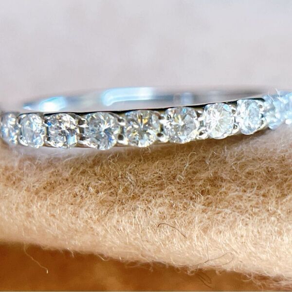 【3117】 天然ダイヤモンド 0.5ct プラチナ ハーフエタニティ 10.5〜11号